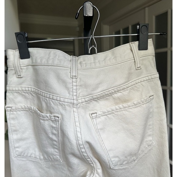 J Brand Joan Crop Jeans Women's Size 24 White Macadamia Frayed Hem Straight Leg - Picture 7 of 10